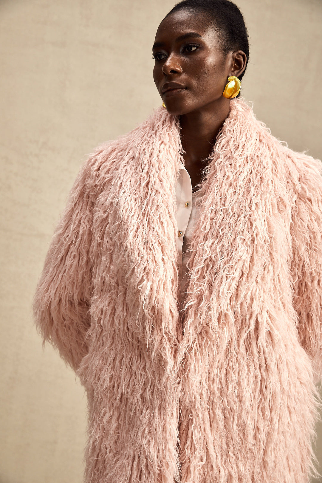 Levoire | Pink Fourrure Synthétique Manteau À Ouverture Avant