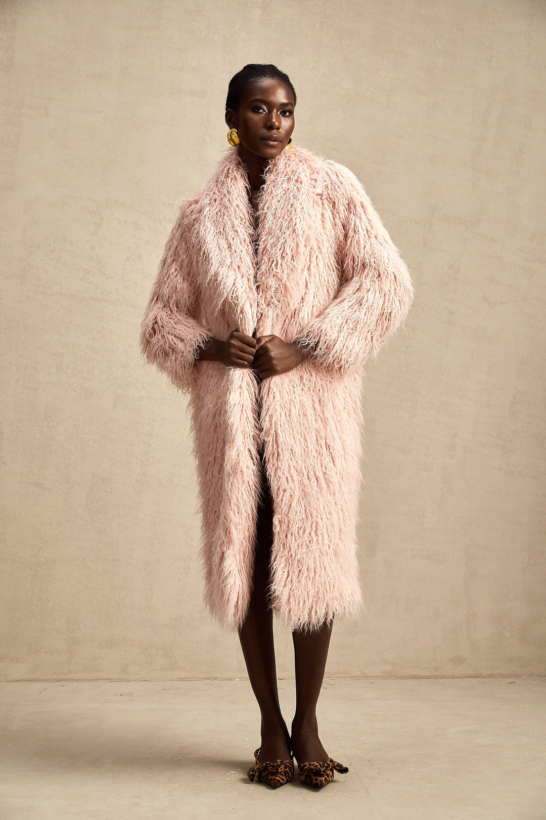 Levoire | Pink Fourrure Synthétique Manteau À Ouverture Avant
