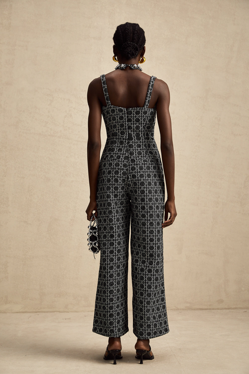 Levoire | Combinaison En Tweed À Motif De Diamant Noir