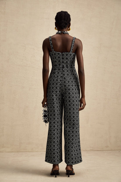 Levoire | Combinaison En Tweed À Motif De Diamant Noir