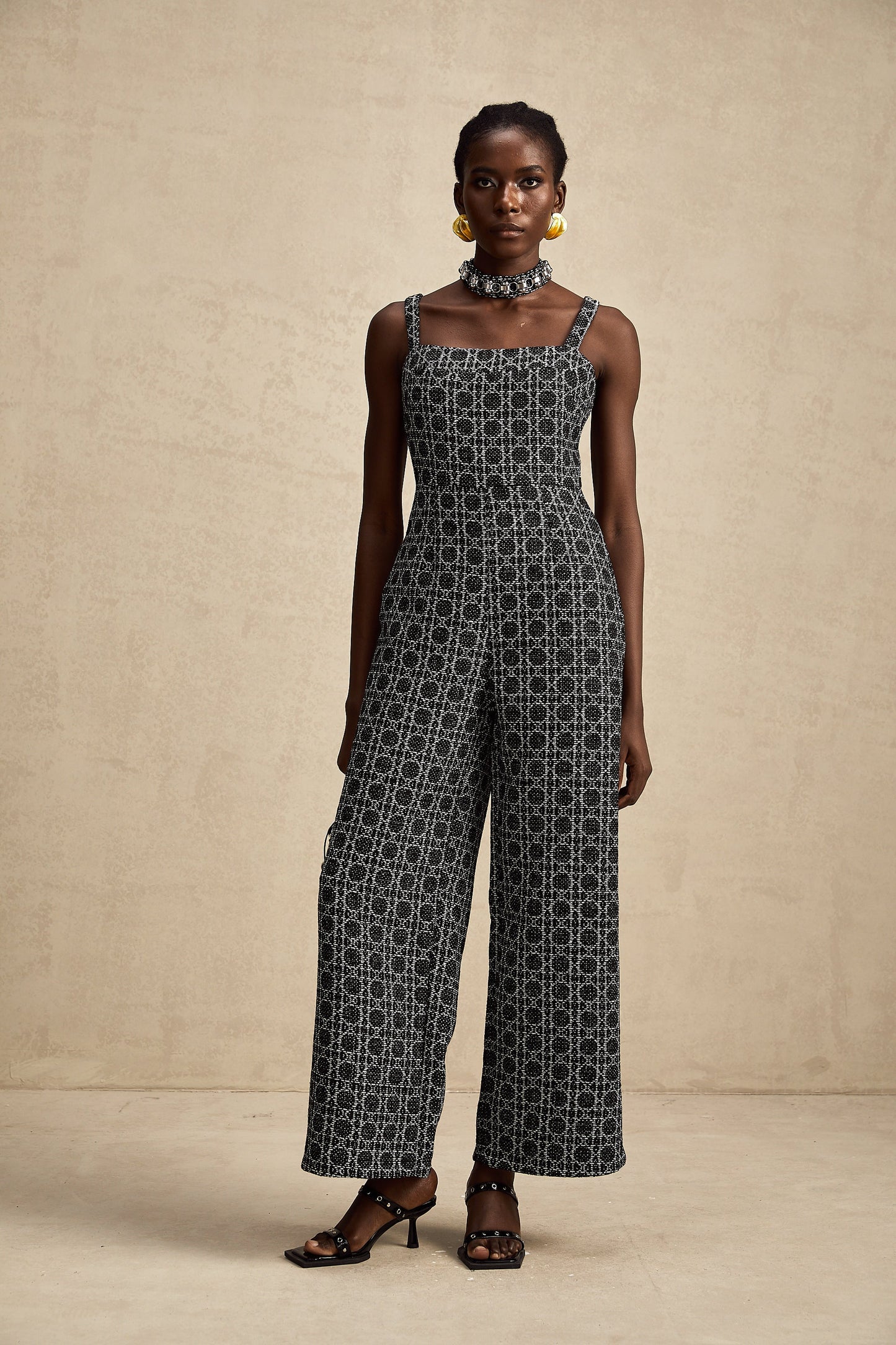 Levoire | Combinaison En Tweed À Motif De Diamant Noir