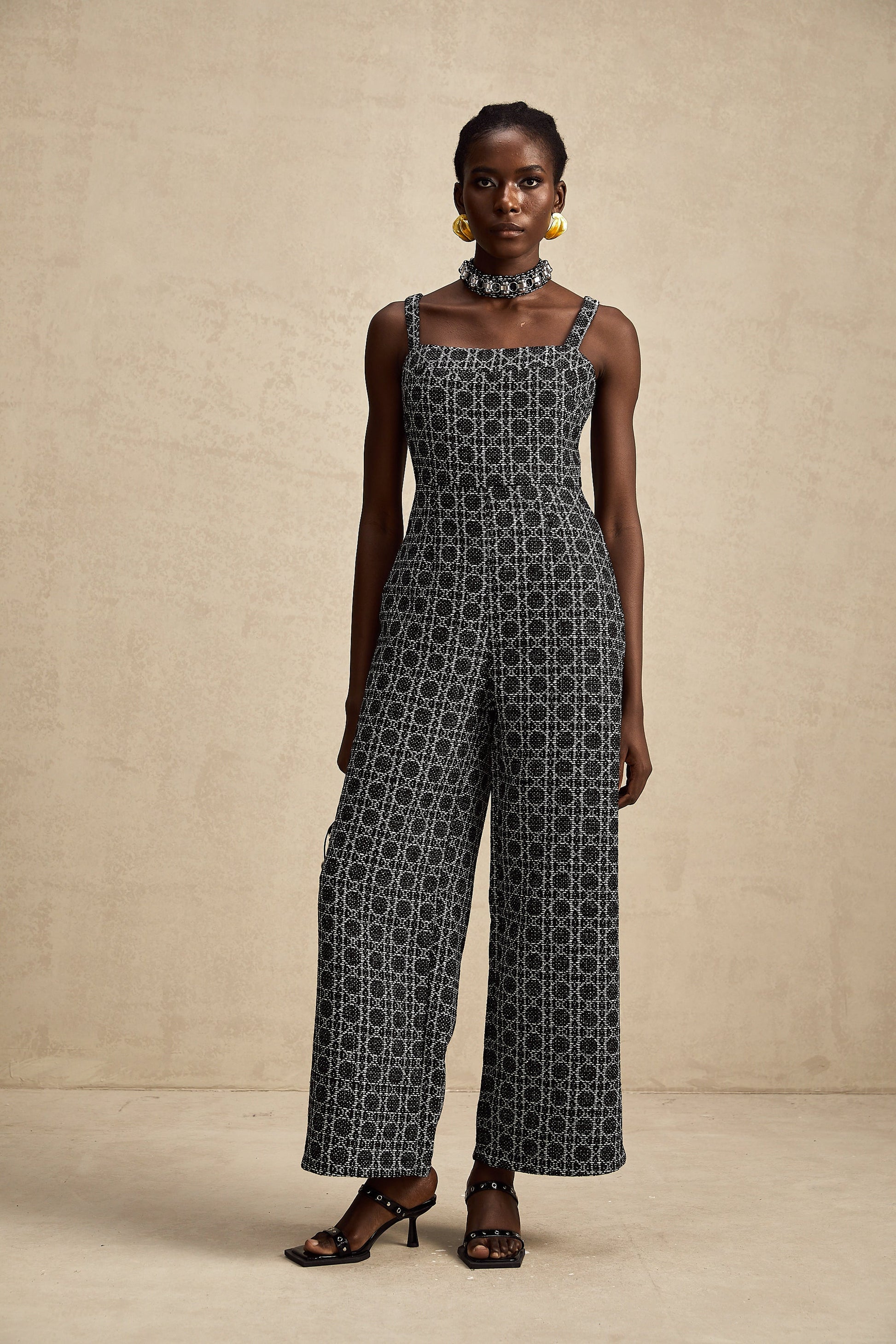 Levoire | Combinaison En Tweed À Motif De Diamant Noir