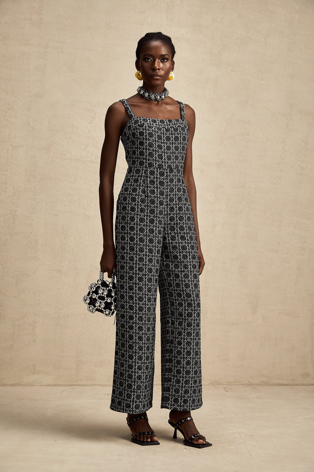 Levoire | Combinaison En Tweed À Motif De Diamant Noir