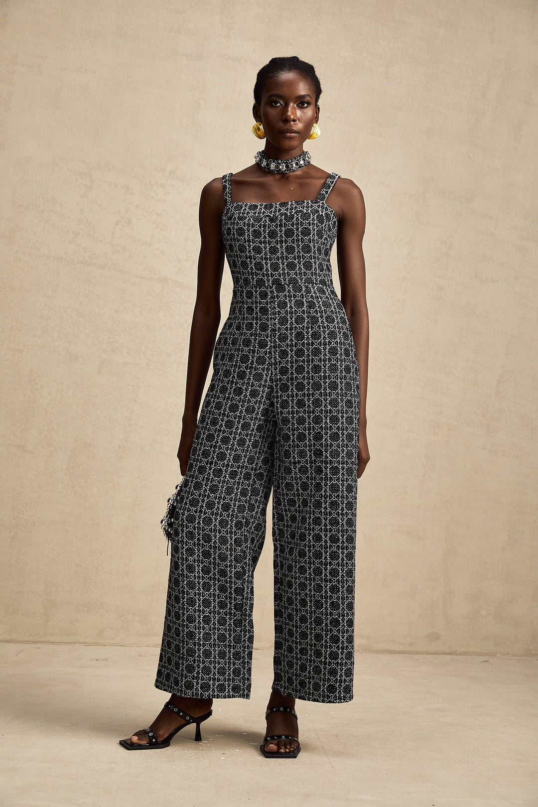 Levoire | Combinaison En Tweed À Motif De Diamant Noir