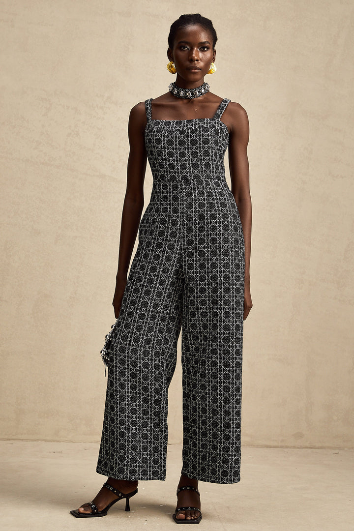 Levoire | Combinaison En Tweed À Motif De Diamant Noir