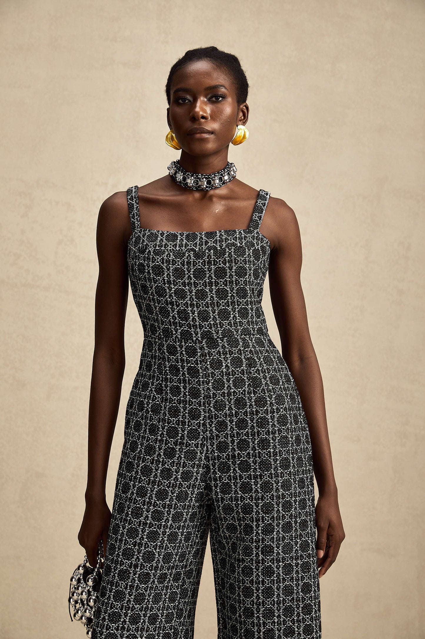 Levoire | Combinaison En Tweed À Motif De Diamant Noir