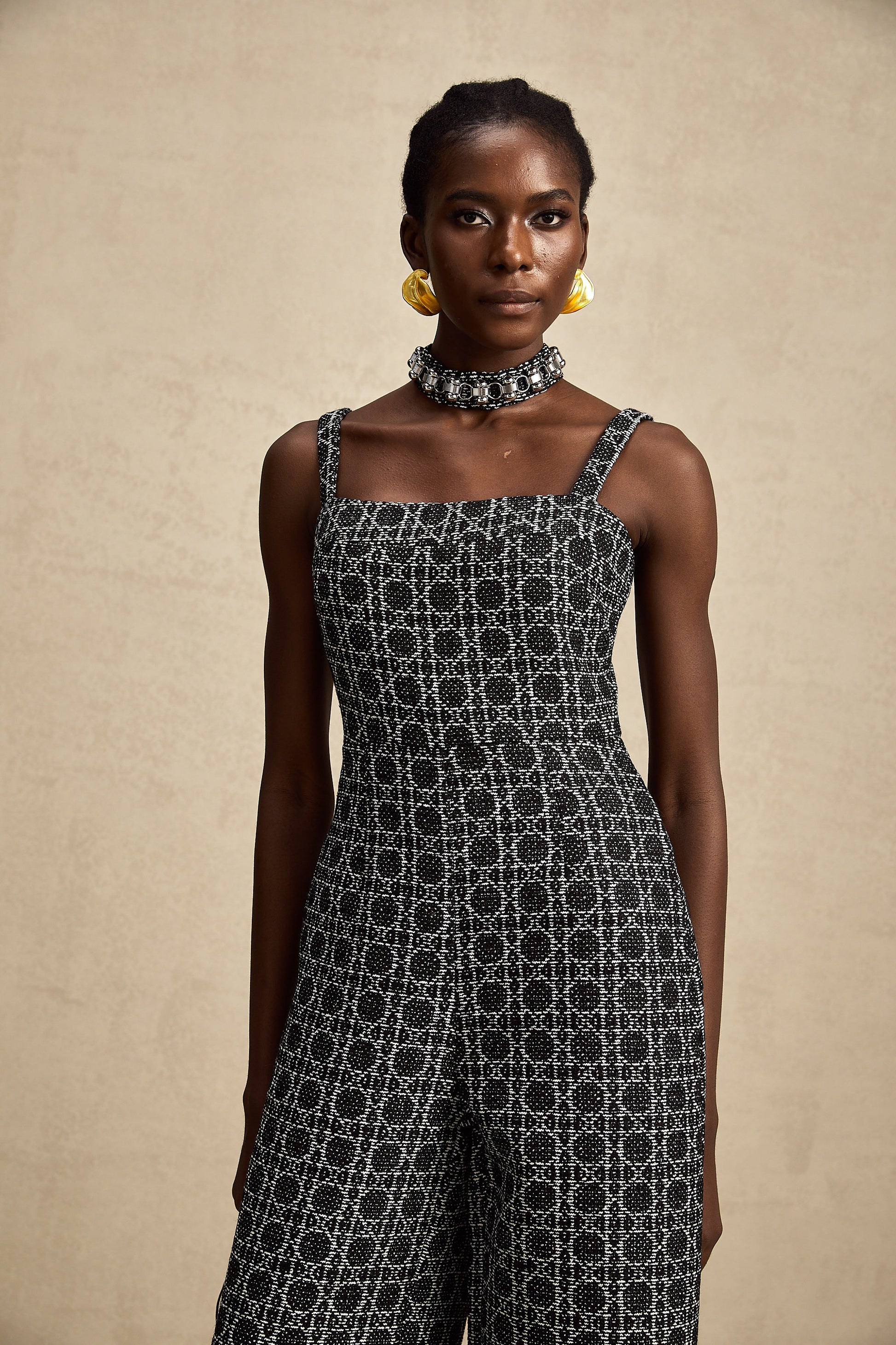 Levoire | Combinaison En Tweed À Motif De Diamant Noir