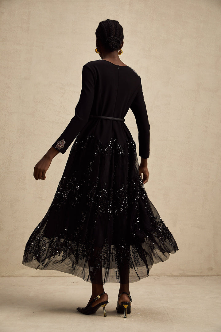 Levoire | Robe Midi À Pois En Tulle Noir