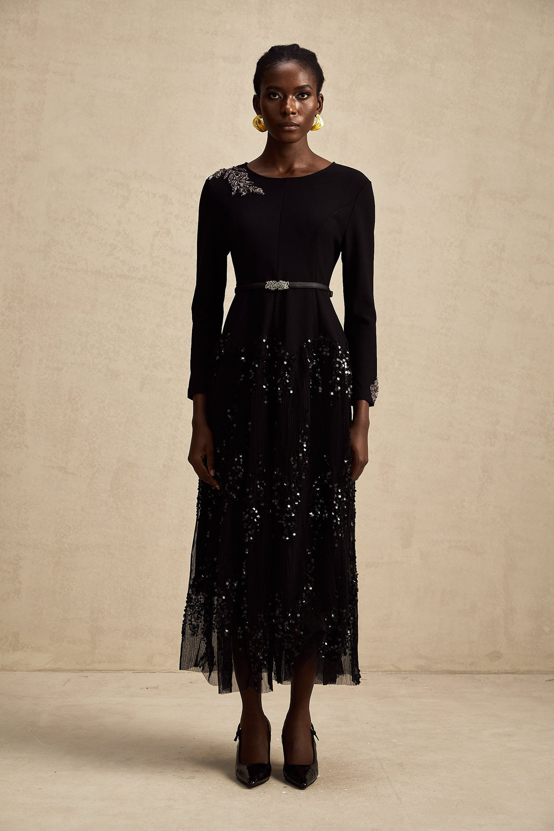 Levoire | Robe Midi À Pois En Tulle Noir