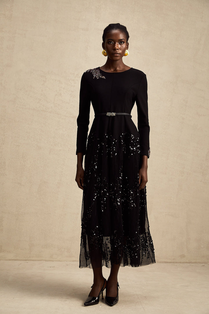 Levoire | Robe Midi À Pois En Tulle Noir
