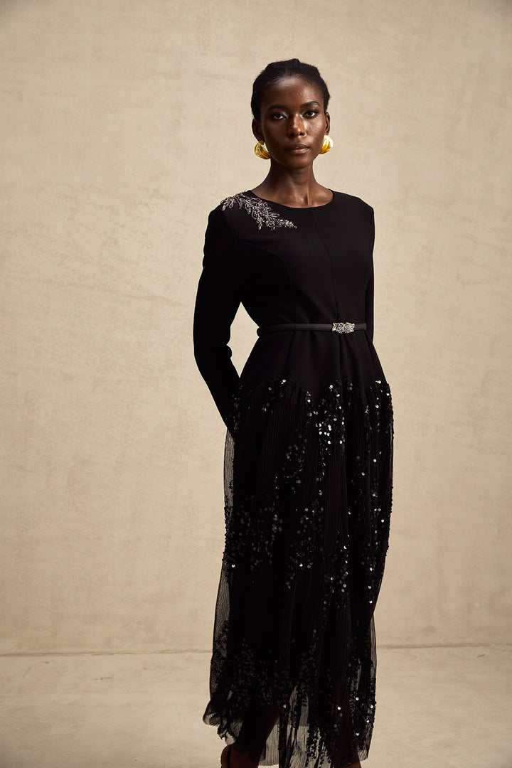 Levoire | Robe Midi À Pois En Tulle Noir