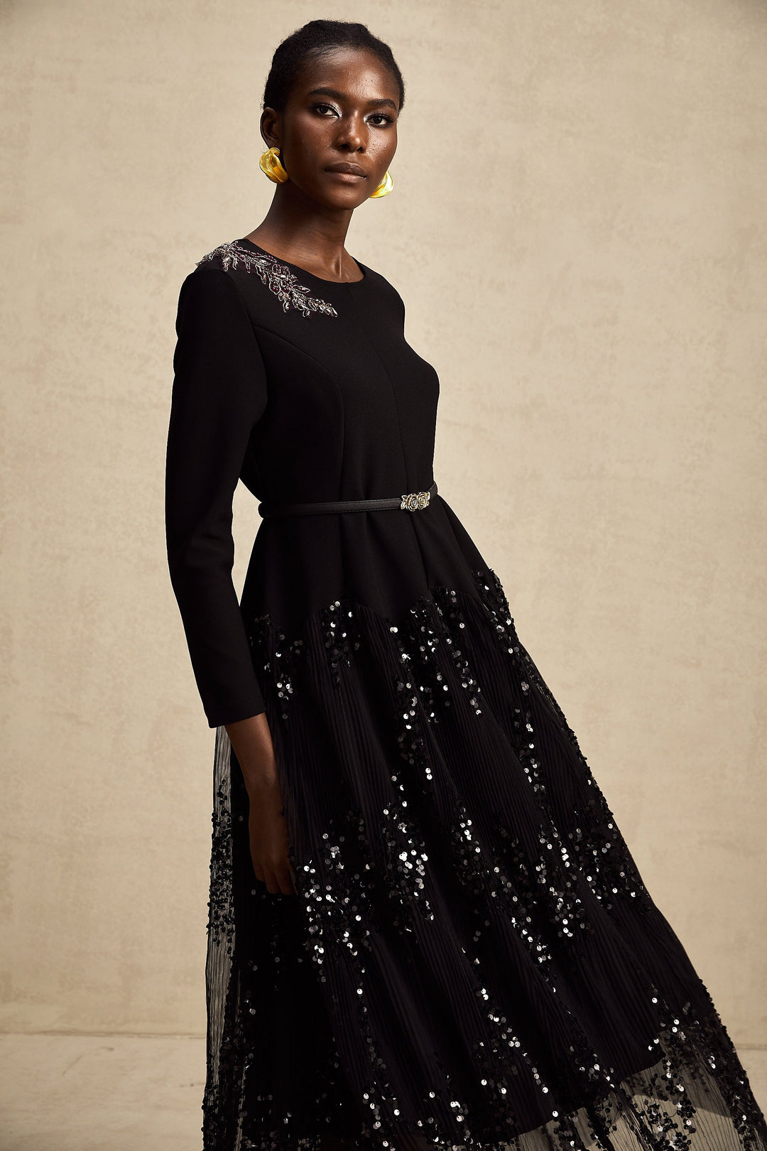 Levoire | Robe Midi À Pois En Tulle Noir