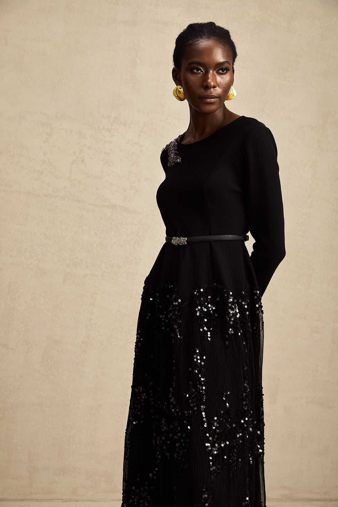 Levoire | Robe Midi À Pois En Tulle Noir