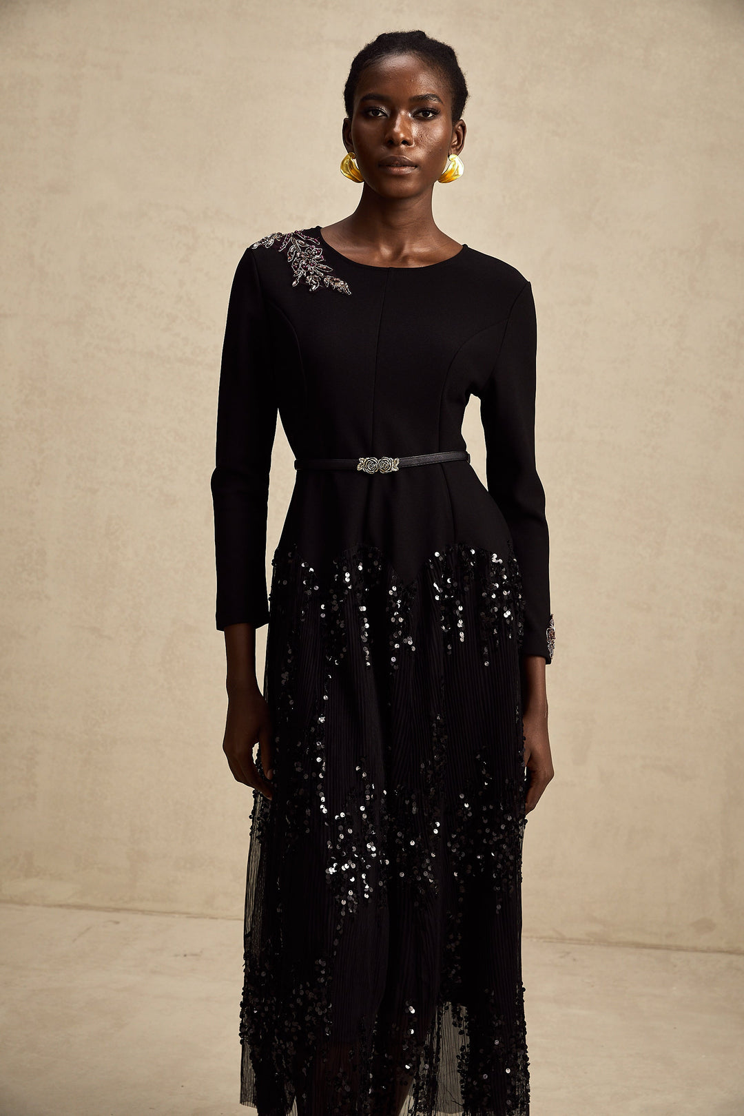 Levoire | Robe Midi À Pois En Tulle Noir
