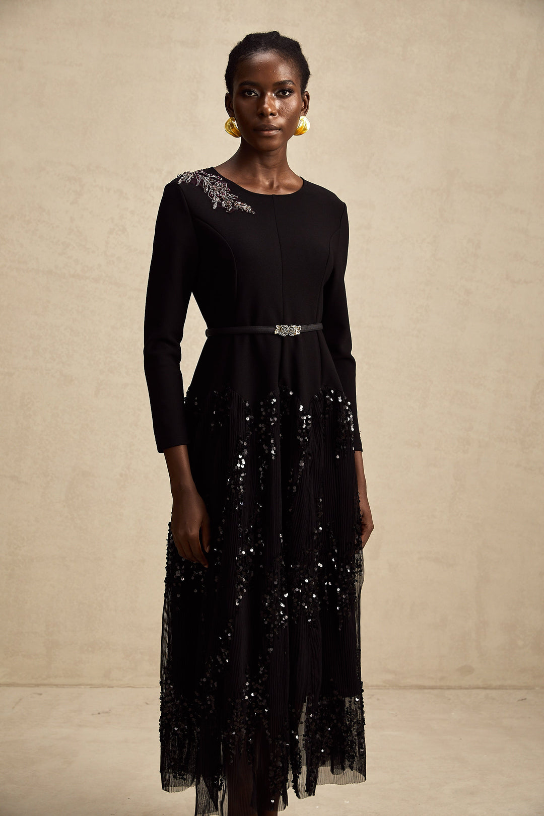 Levoire | Robe Midi À Pois En Tulle Noir