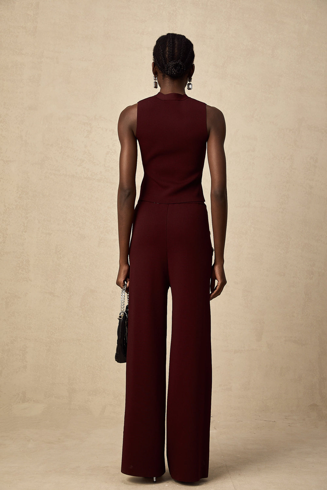 Levoire | Rouge Foncé Gilet En Tricot & Pantalon Ensemble Assorti