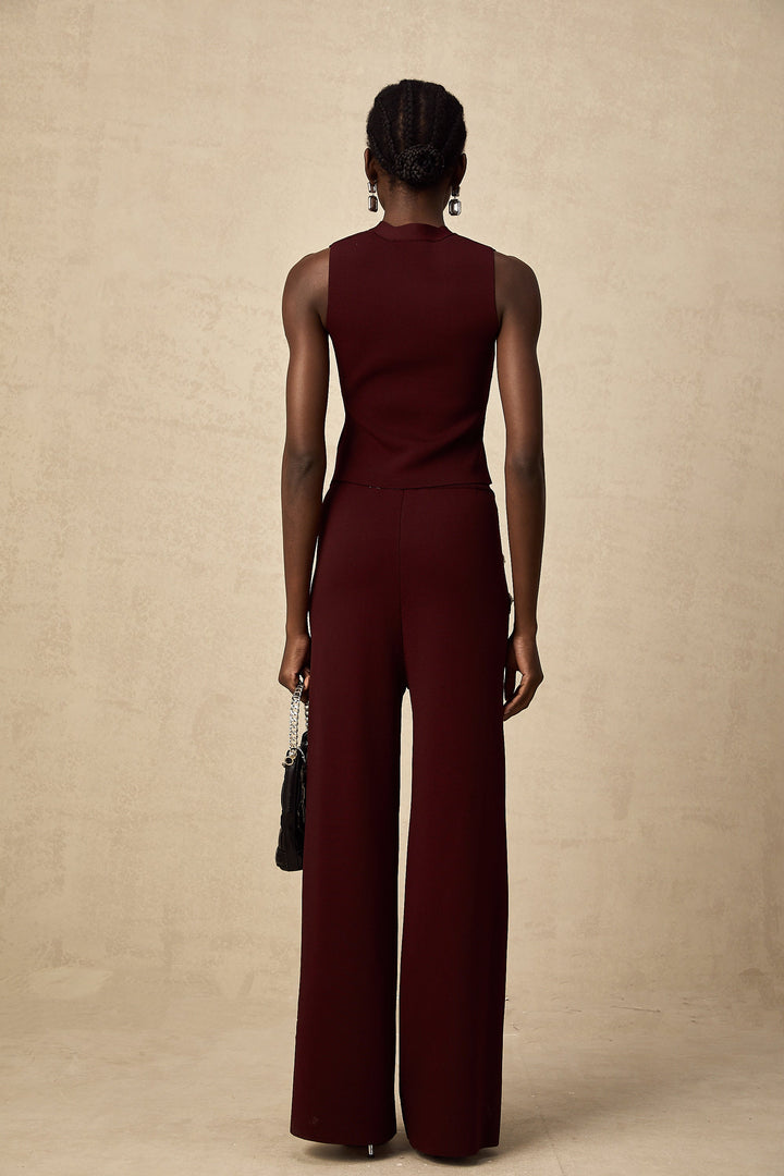 Levoire | Rouge Foncé Gilet En Tricot & Pantalon Ensemble Assorti