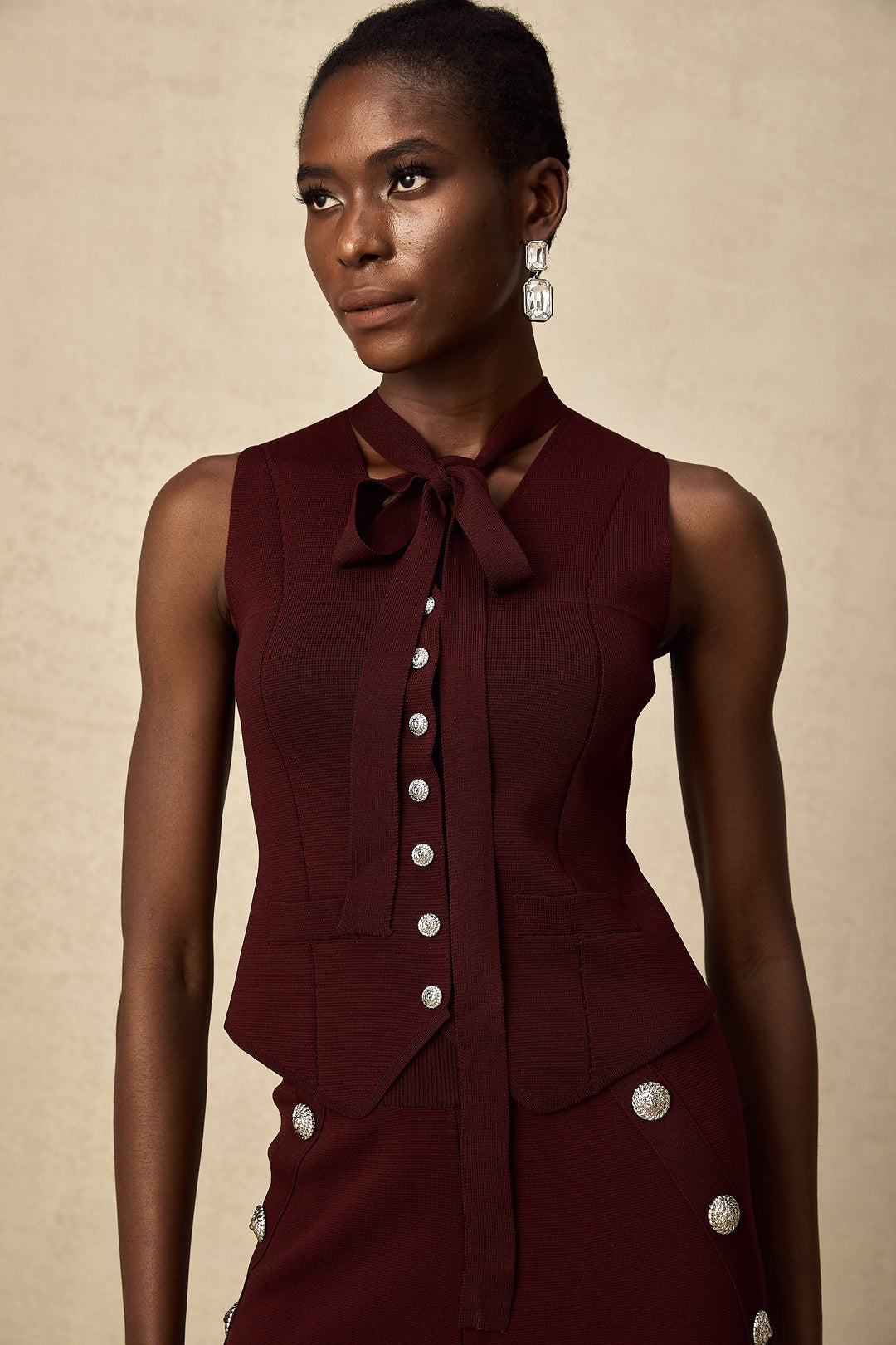 Levoire | Rouge Foncé Gilet En Tricot & Pantalon Ensemble Assorti