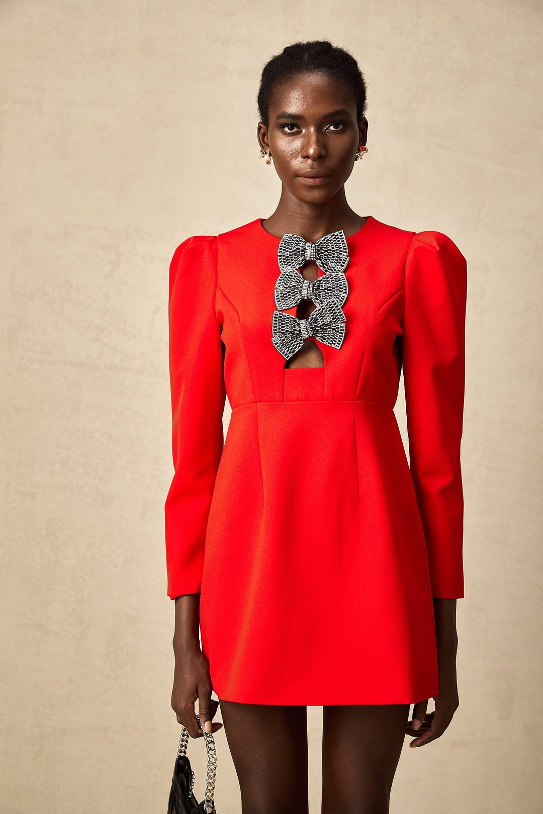 Levoire | Noeud À Clous Rouges Robe Mini Fendue
