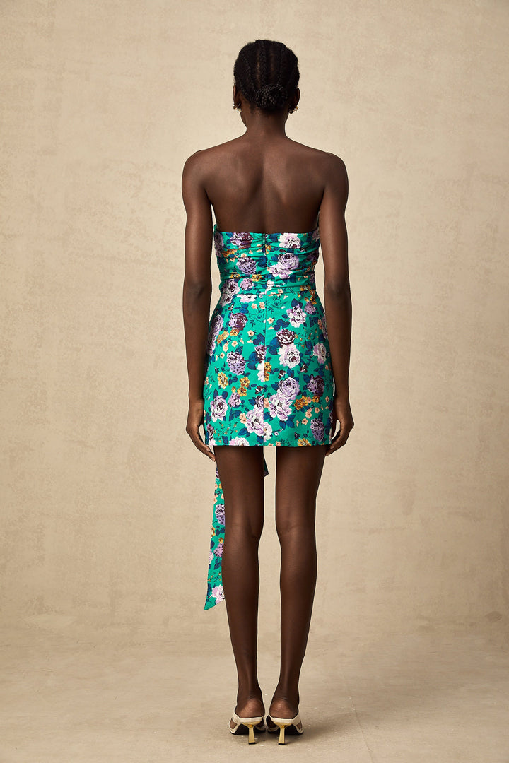 Levoire | Robe Mini À Volants Fleurs Vertes