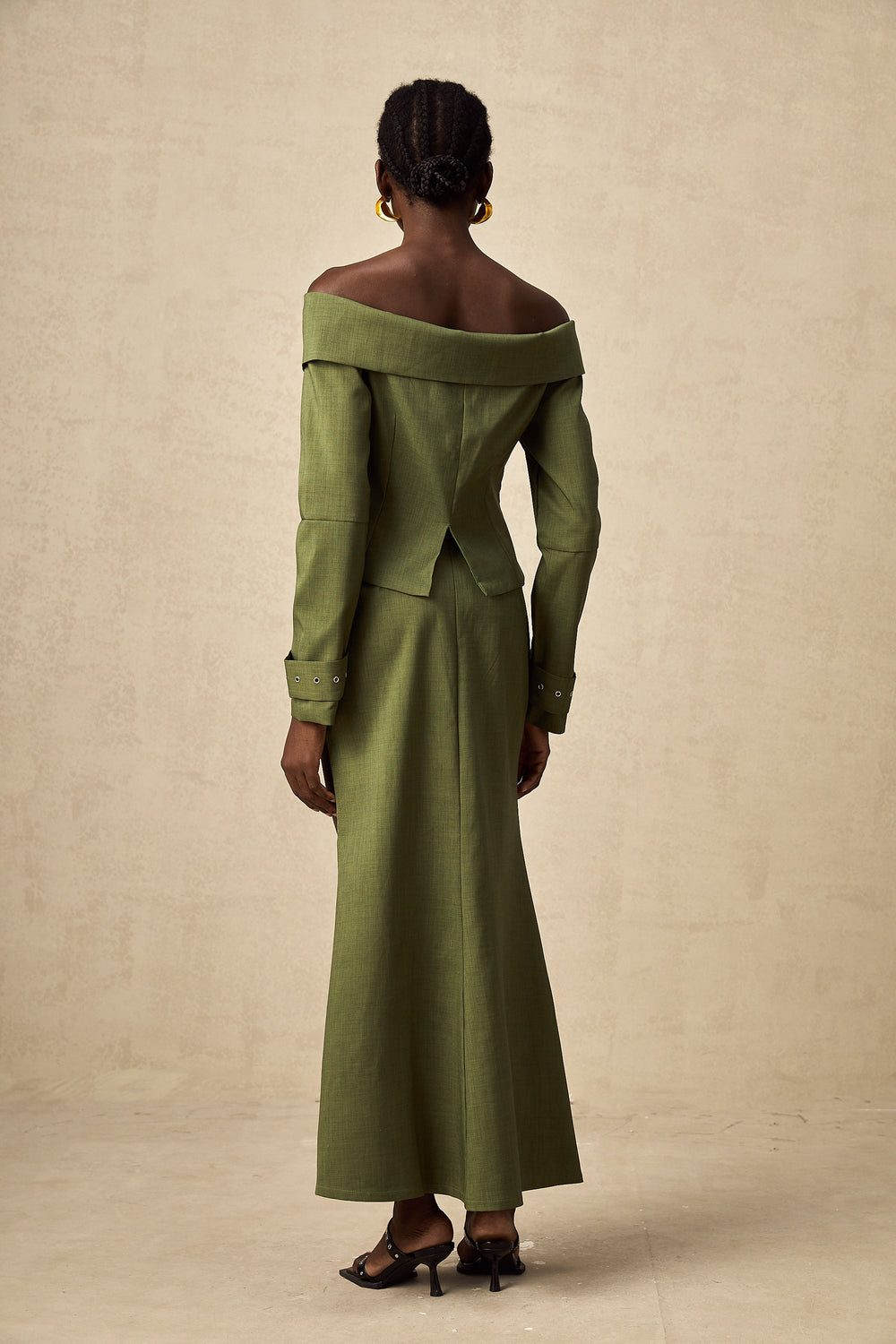 Levoire | Veste À Design Asymétrique Vert & Jupe Ensemble Coordiné