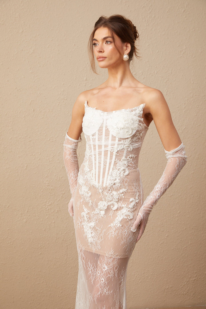 Levoire | Robe Maxi En Tulle Brodée De Fleurs