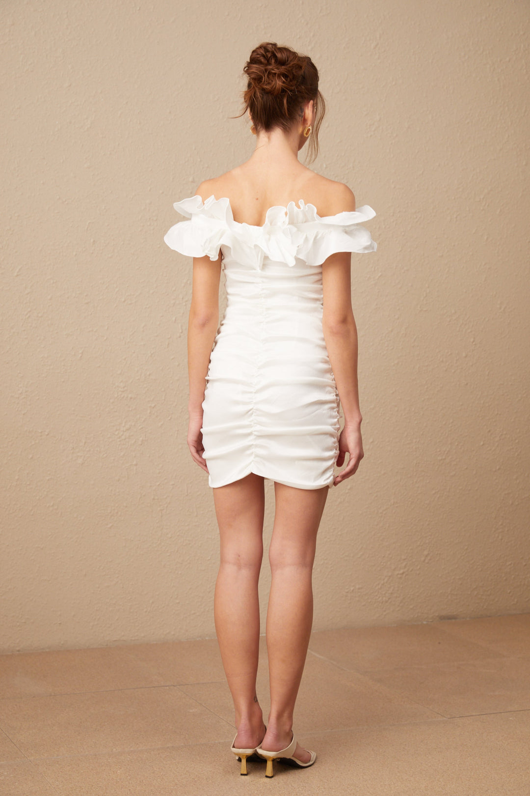 Levoire | Robe Mini Off Shoulder Ruffle Blanche