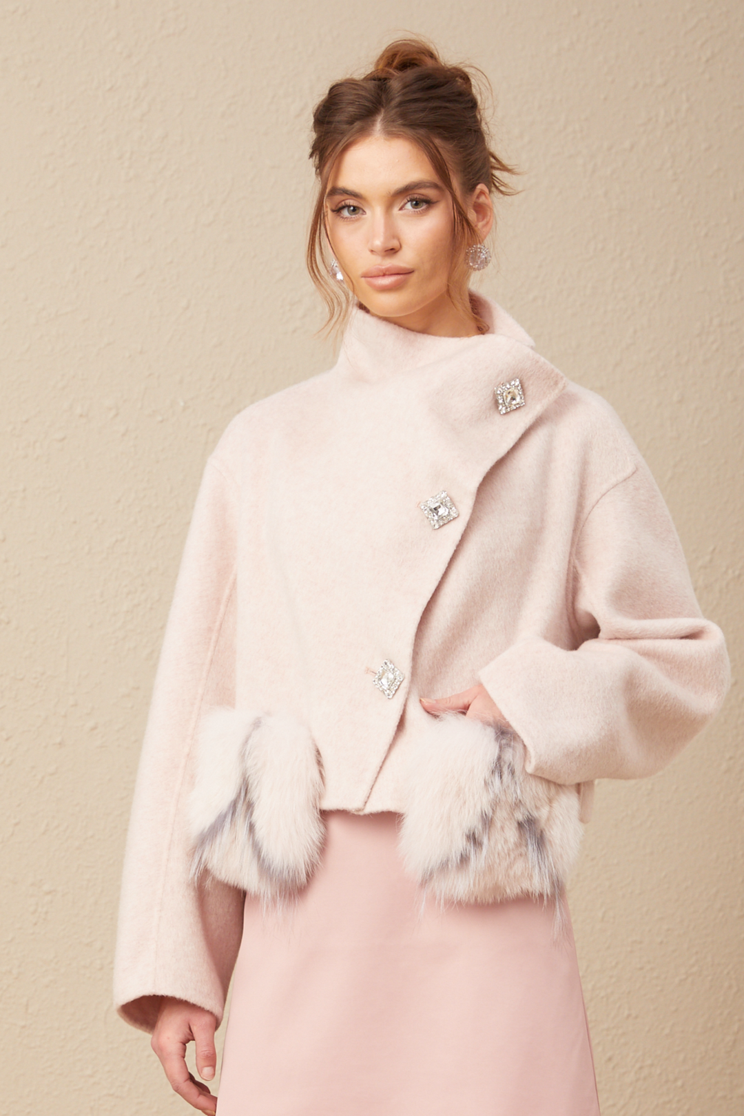 Levoire | Veste Courte À Bande Diagonale Rose