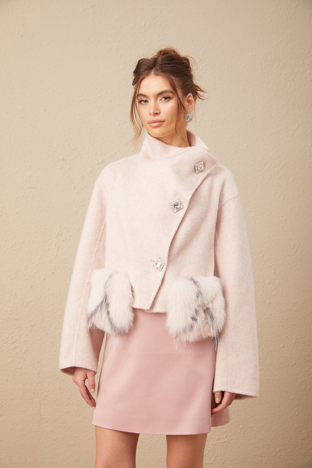 Levoire | Veste Courte À Bande Diagonale Rose