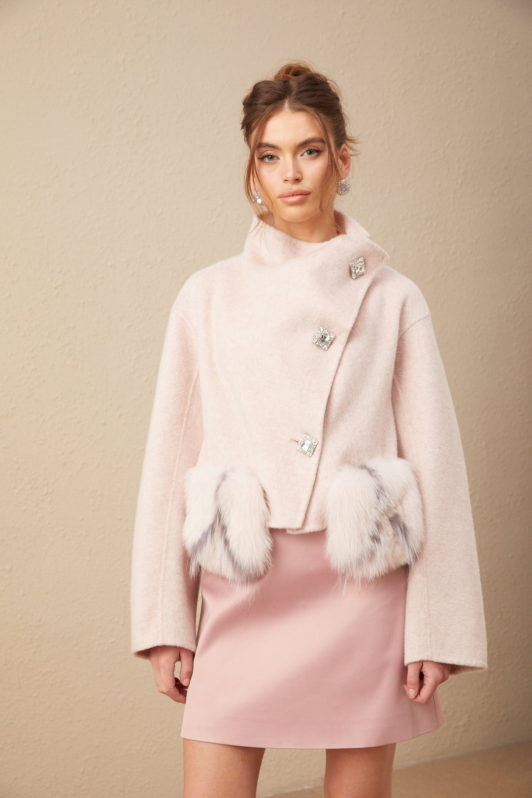Levoire | Veste Courte À Bande Diagonale Rose