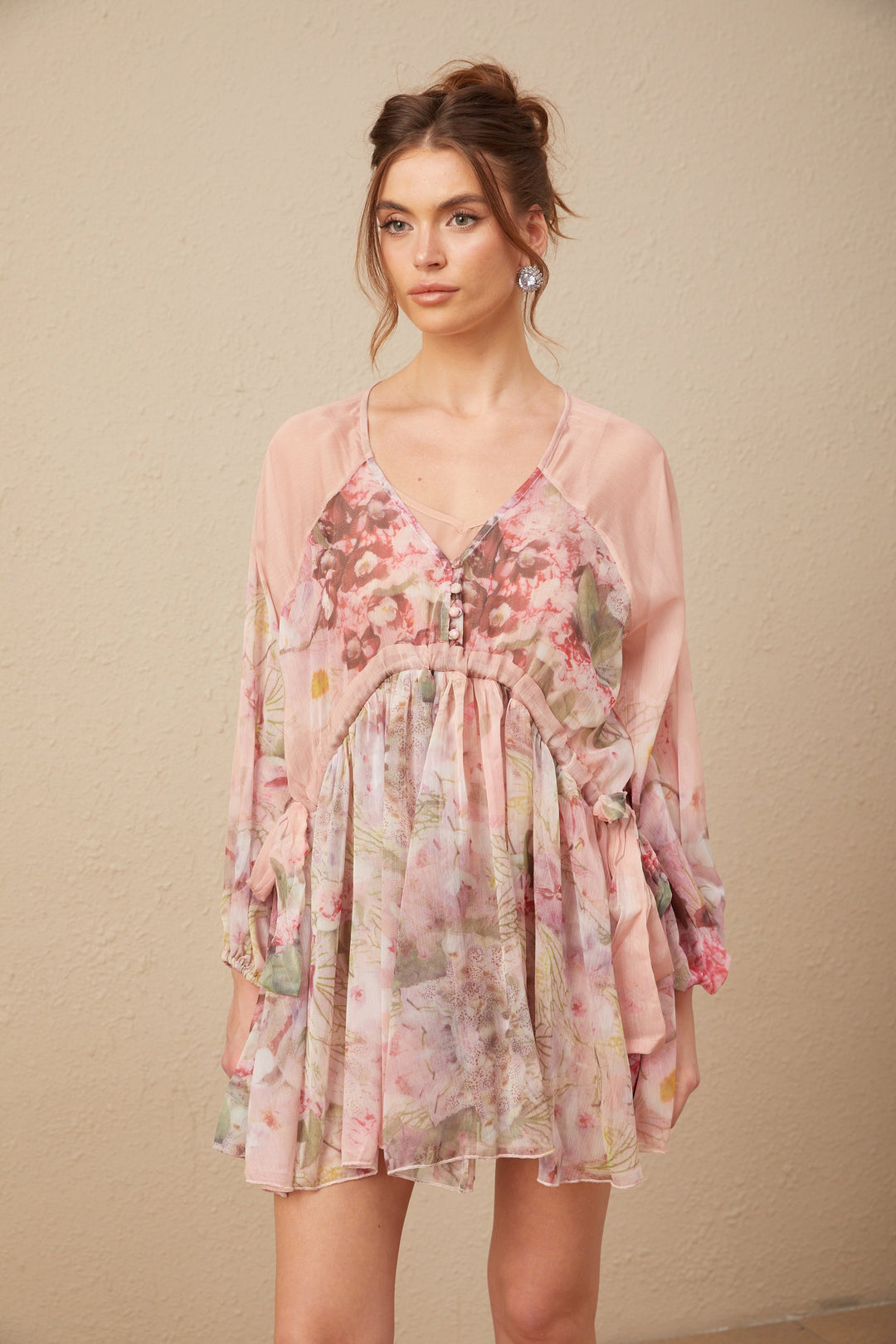 Levoire | Motif Floral Robe Mini Plissée En Soie