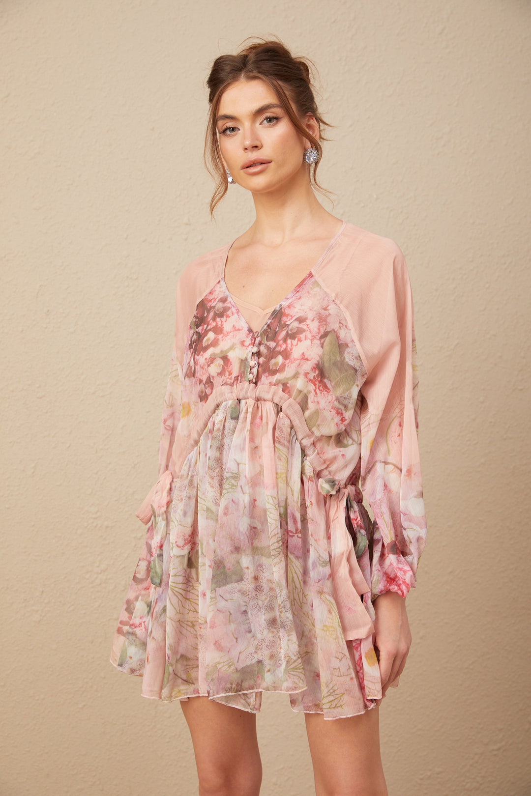 Levoire | Motif Floral Robe Mini Plissée En Soie