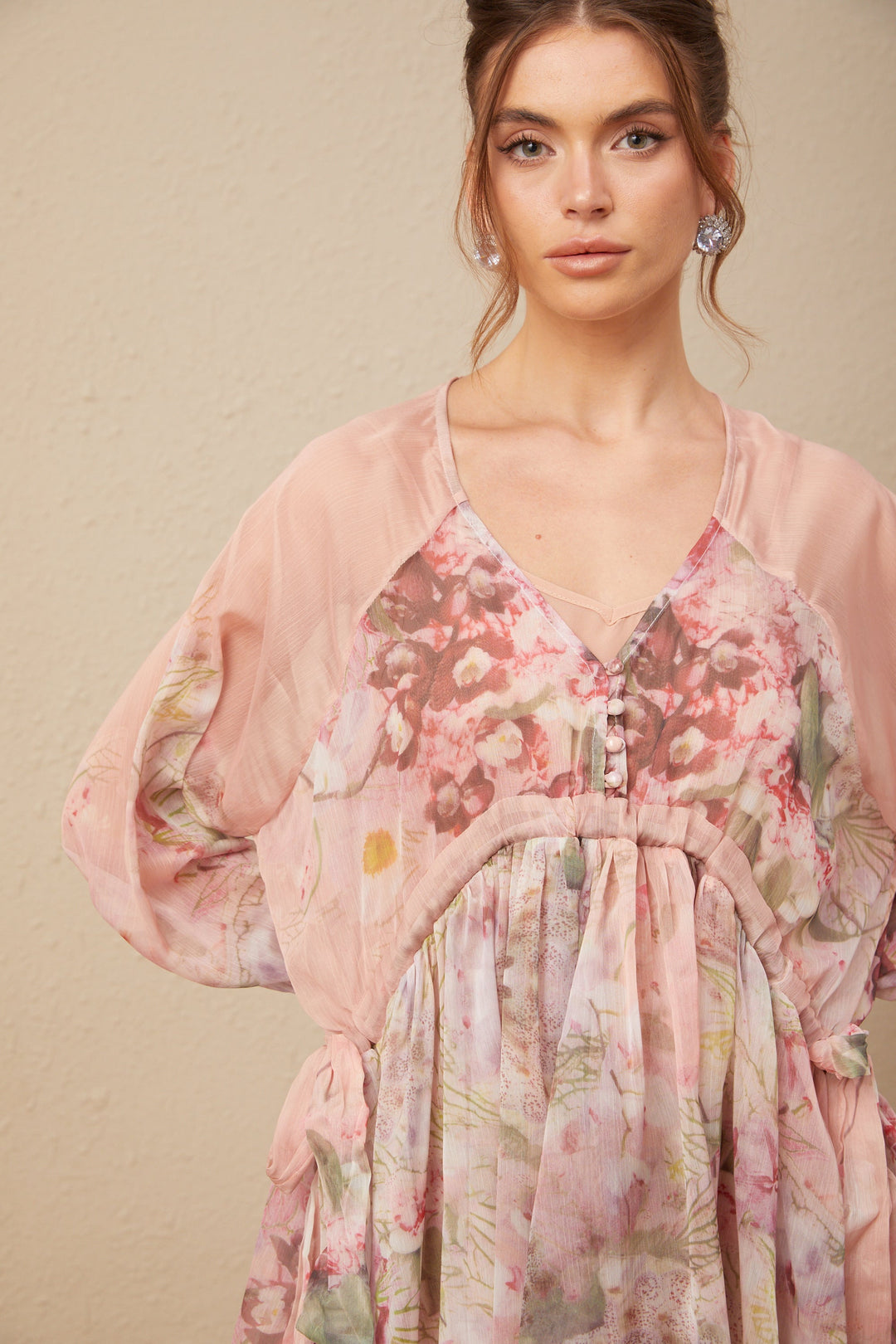 Levoire | Motif Floral Robe Mini Plissée En Soie