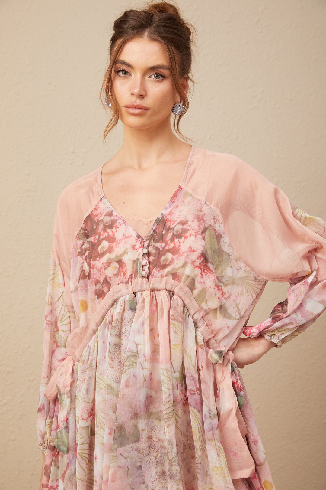 Levoire | Motif Floral Robe Mini Plissée En Soie
