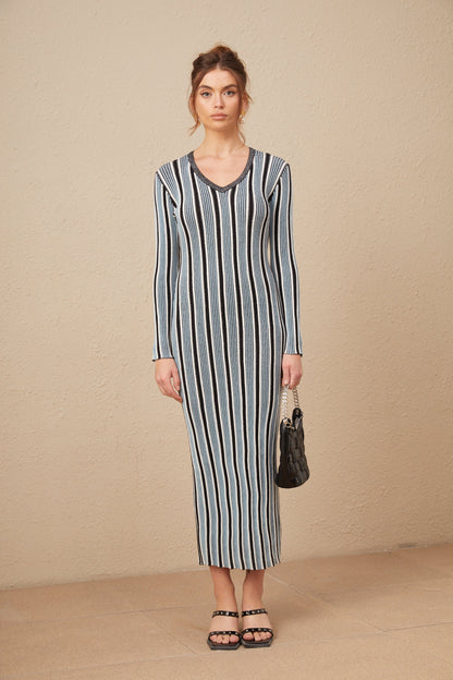 Levoire | Robe Maxi En Tricot À Rayures Verticales