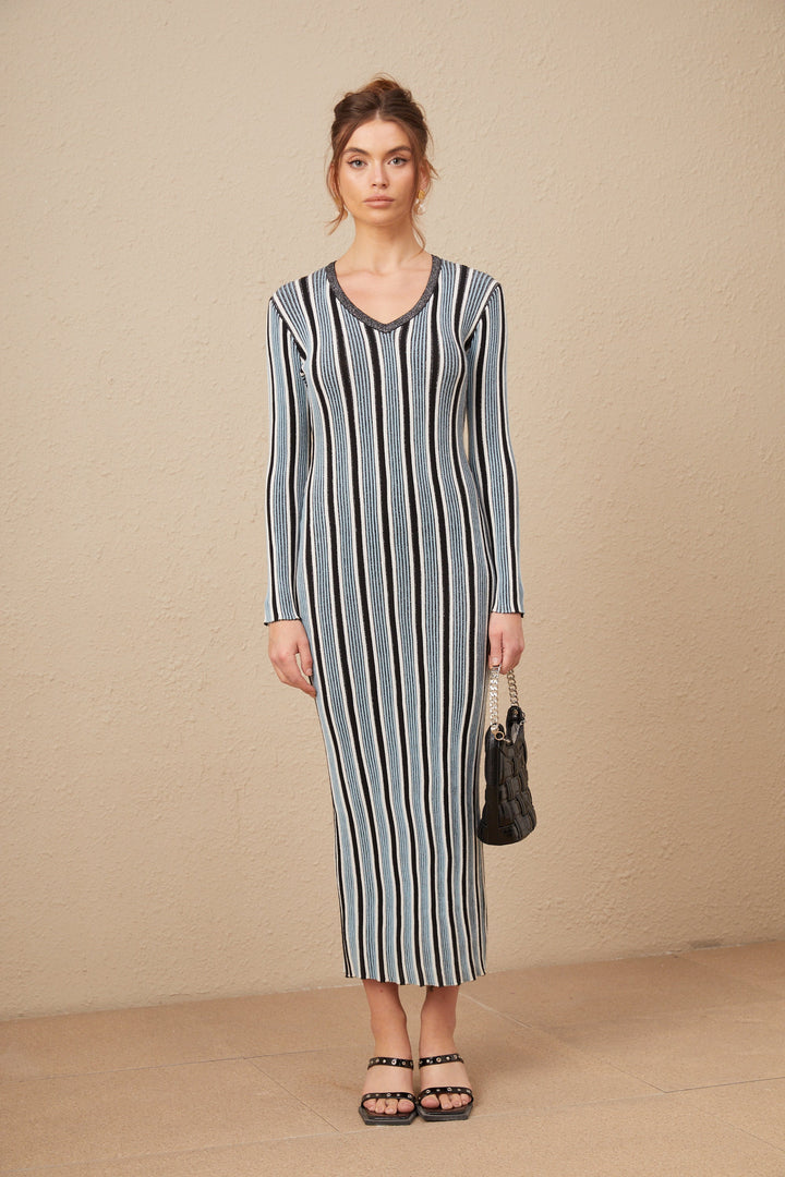 Levoire | Robe Maxi En Tricot À Rayures Verticales
