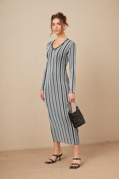 Levoire | Robe Maxi En Tricot À Rayures Verticales
