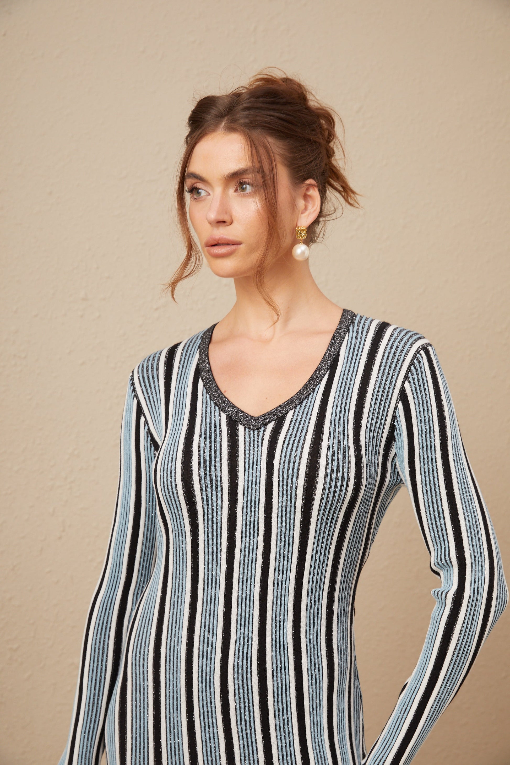 Levoire | Robe Maxi En Tricot À Rayures Verticales