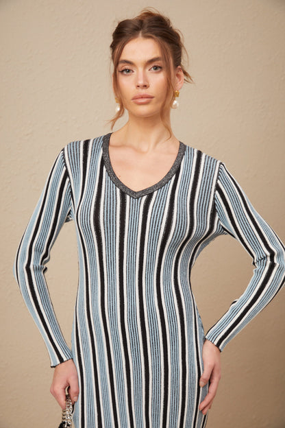 Levoire | Robe Maxi En Tricot À Rayures Verticales