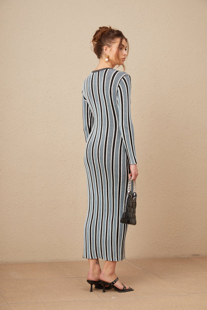Levoire | Robe Maxi En Tricot À Rayures Verticales