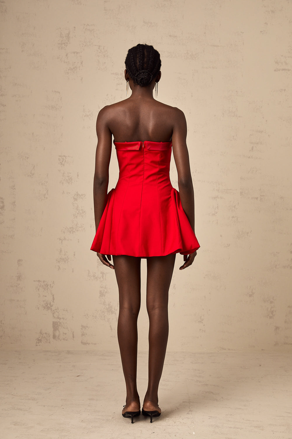 Levoire | Robe Mini Évasée Rouge À Off Shoulder