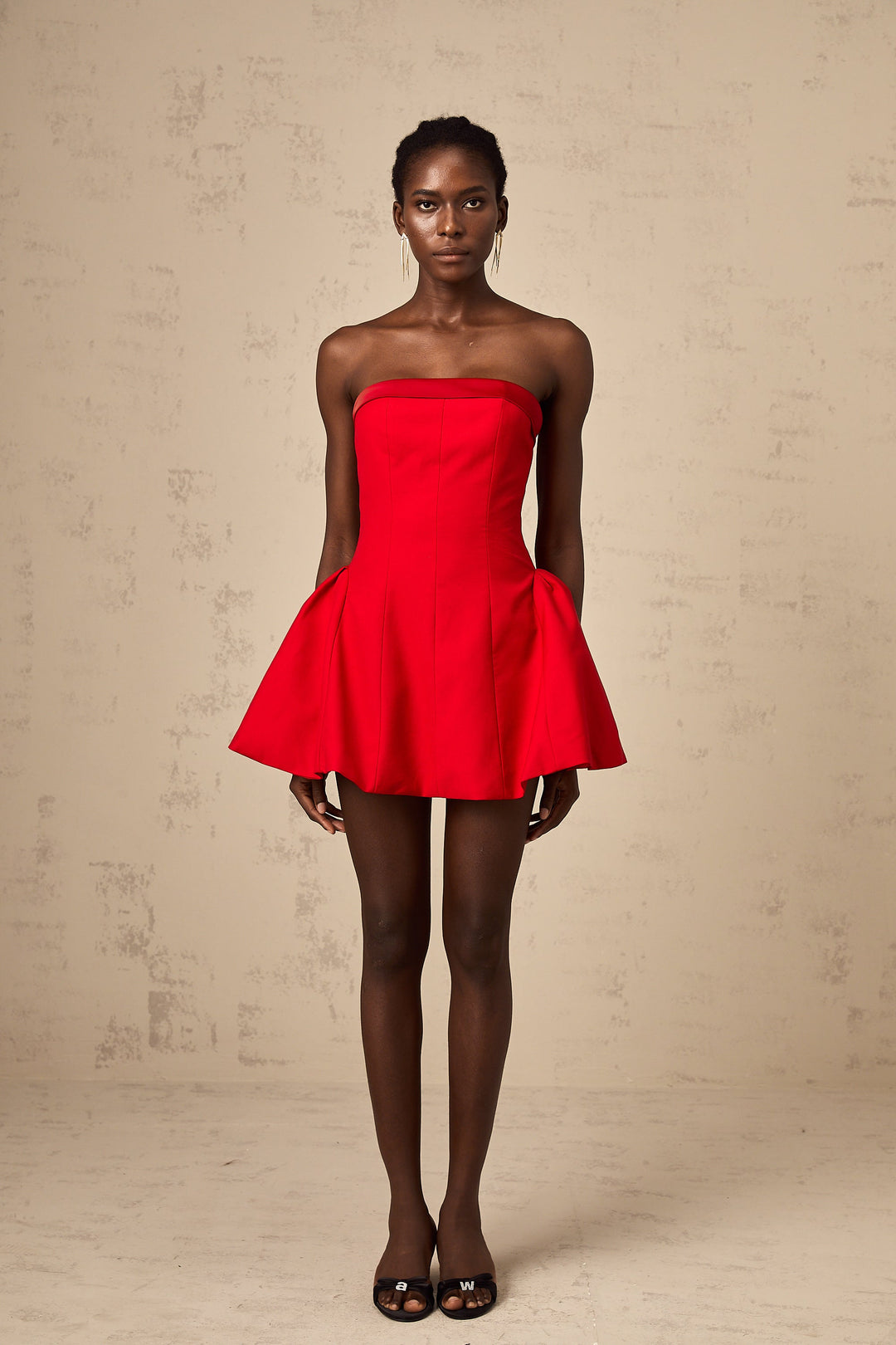 Levoire | Robe Mini Évasée Rouge À Off Shoulder