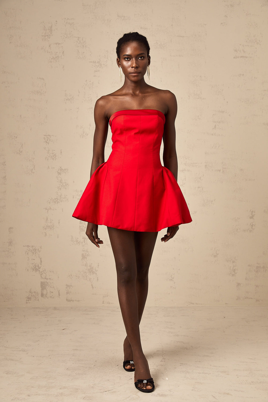 Levoire | Robe Mini Évasée Rouge À Off Shoulder