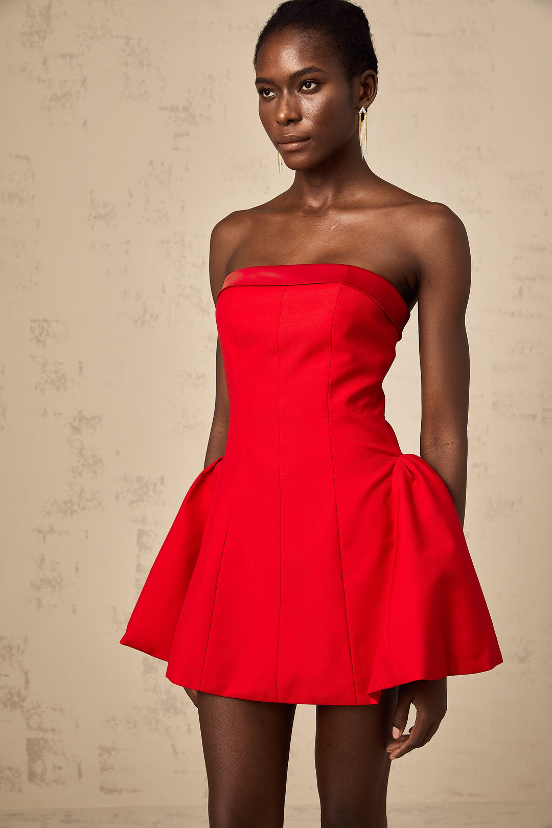 Levoire | Robe Mini Évasée Rouge À Off Shoulder