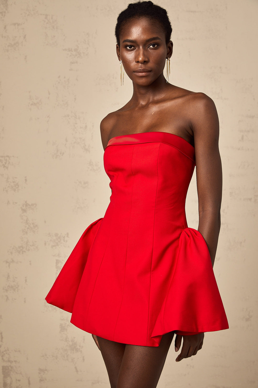 Levoire | Robe Mini Évasée Rouge À Off Shoulder