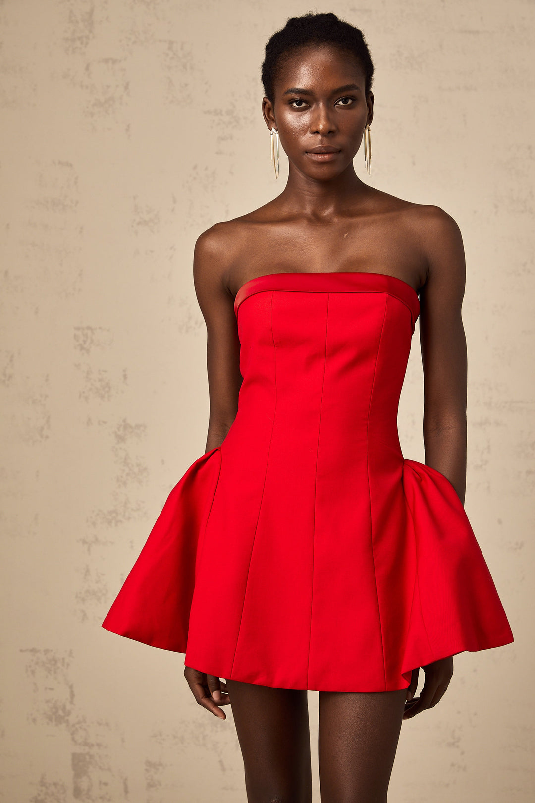 Levoire | Robe Mini Évasée Rouge À Off Shoulder