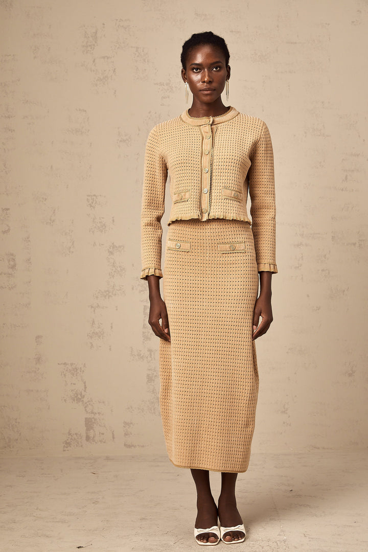 Levoire | Pull En Tricot Khaki Et Jupe Ensemble Assorti