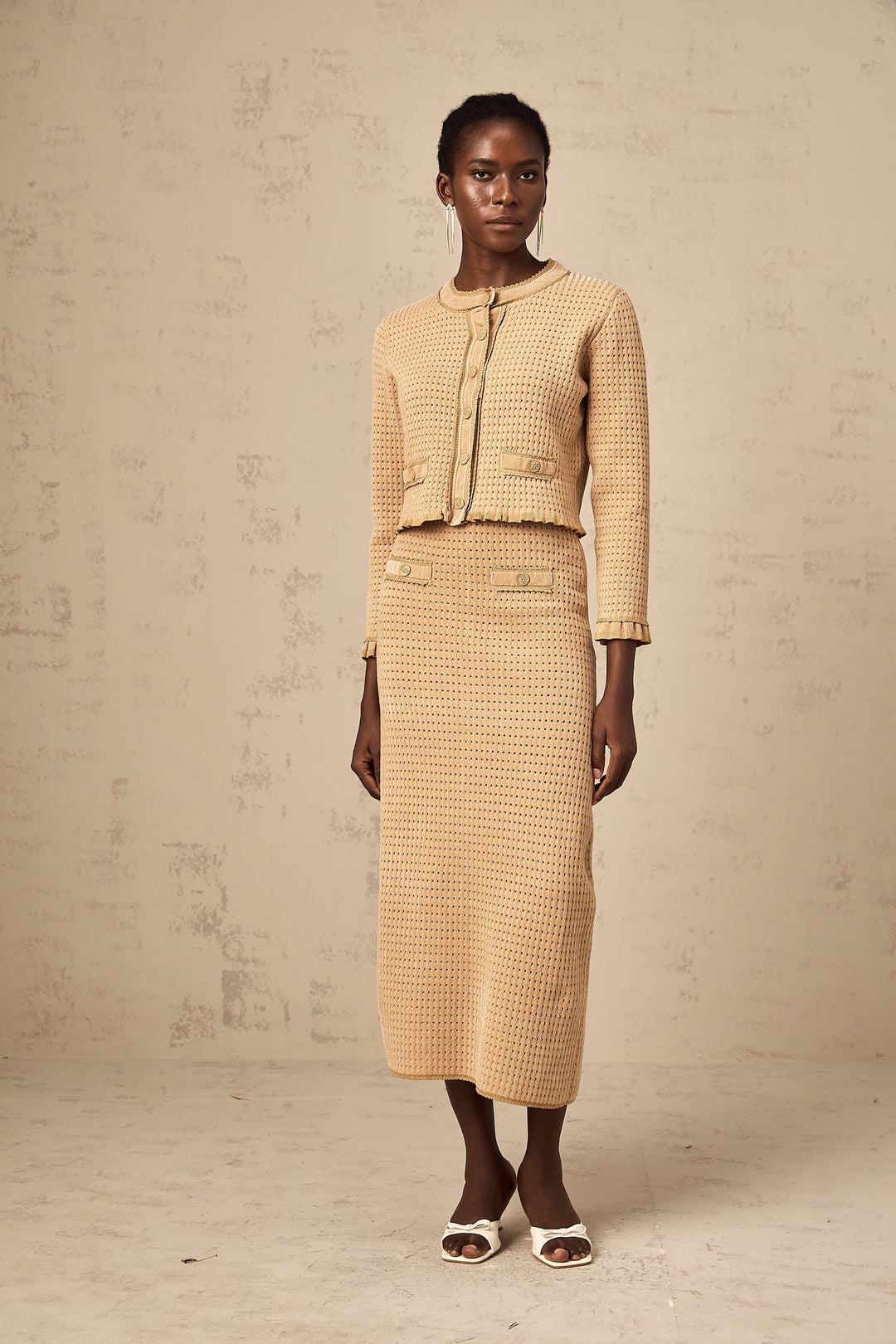 Levoire | Pull En Tricot Khaki Et Jupe Ensemble Assorti