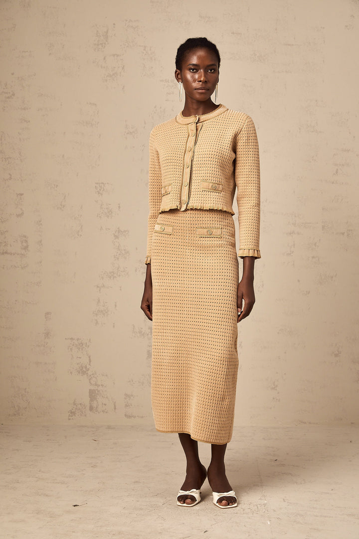 Levoire | Pull En Tricot Khaki Et Jupe Ensemble Assorti