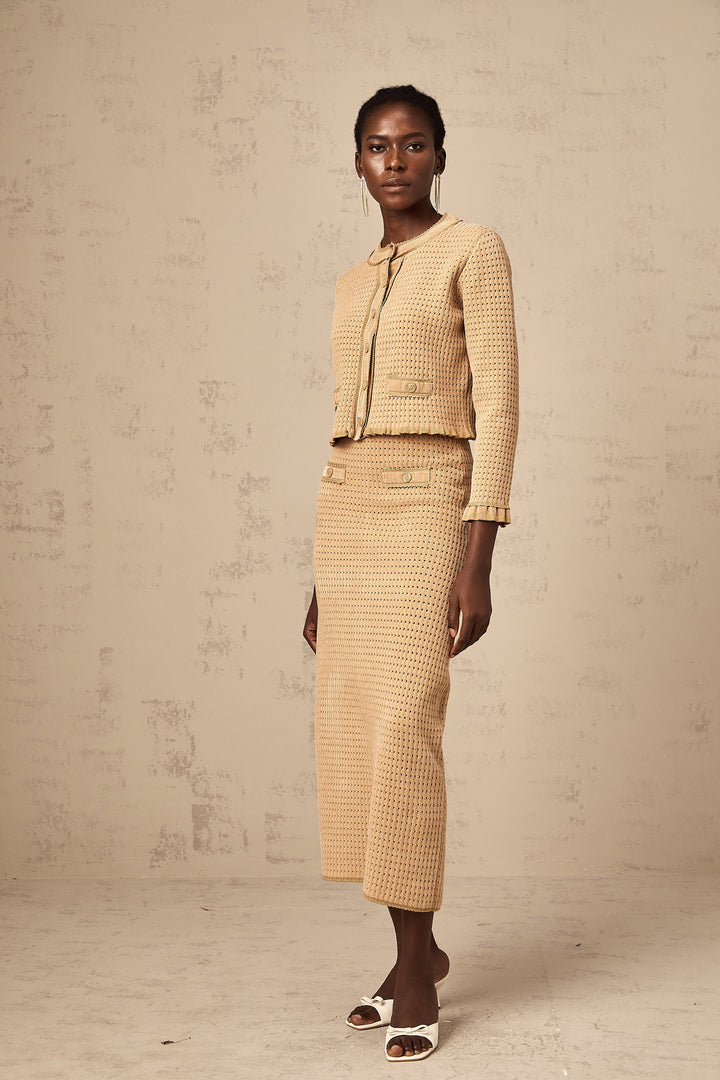 Levoire | Pull En Tricot Khaki Et Jupe Ensemble Assorti